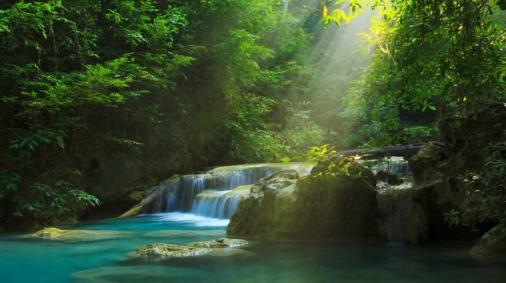 You head to Erawan National Park while planning a trip to Thailand.