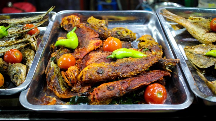 Street sea food in markets of Colombo, Sri Lanka.