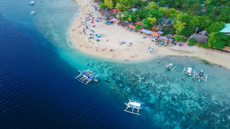Sumilon island beach in Cebu in Philippines in November.