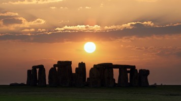Sunset view in Stonehenge. Sunset view in Stonehenge.