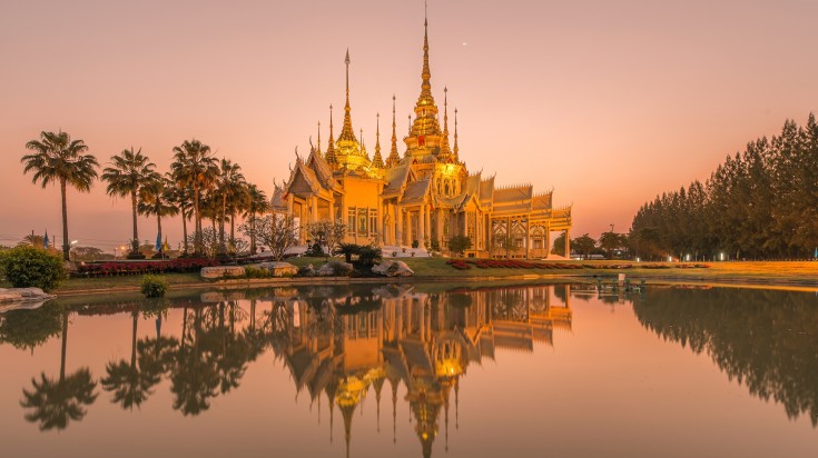 Beautiful Thai temple at twilight hour, Thailand