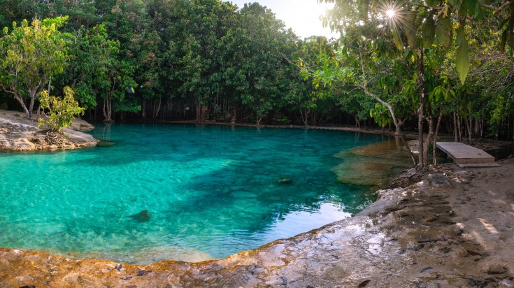 Emerald Pool in mangrove forest at Krabi, Thailand in November