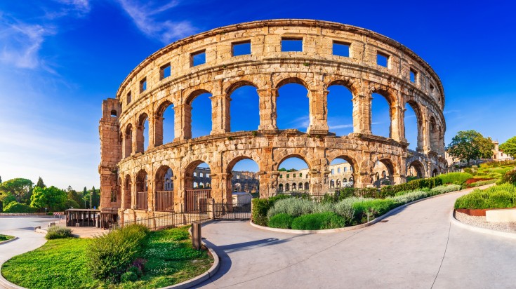 The ancient ruins of the Roman Amphitheatre in Pula.