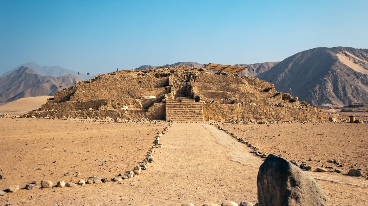 The remnants of a pyramid in Caral.