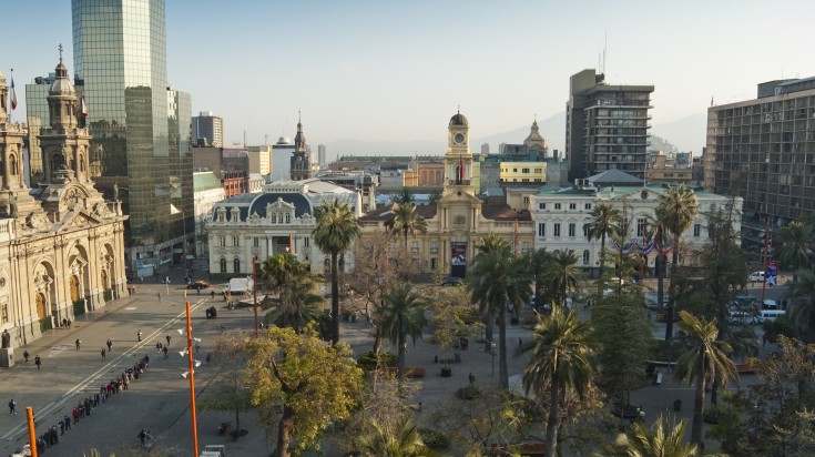 The square of Plazas de Armas in Chile on a clear day.