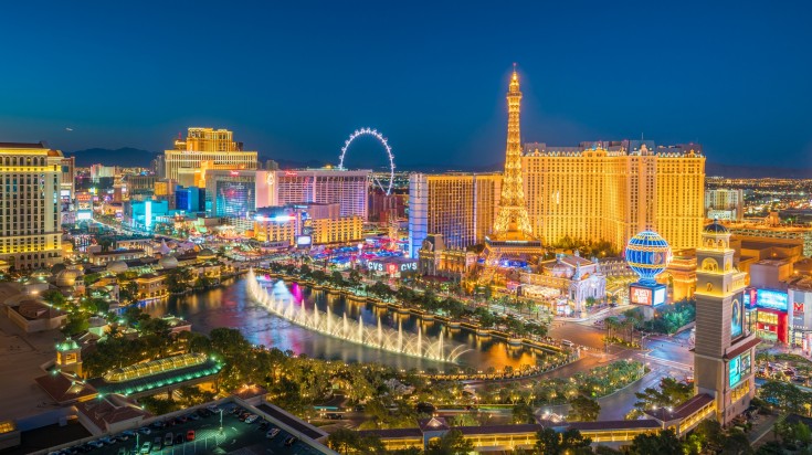 The vibrant, glittering city of Las Vegas in USA