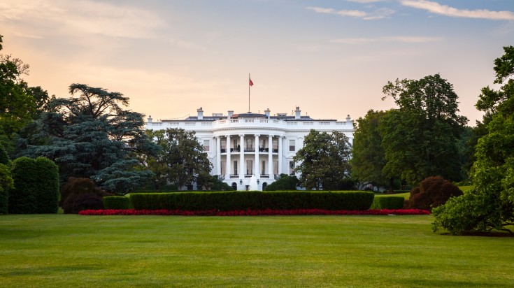 The white house and its lush lawn in Washington D.C. The white house and its lush lawn in Washington DC