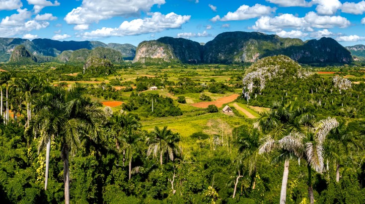 The panoramic view of agricultural haven for Cuban tobacco on a clear day.