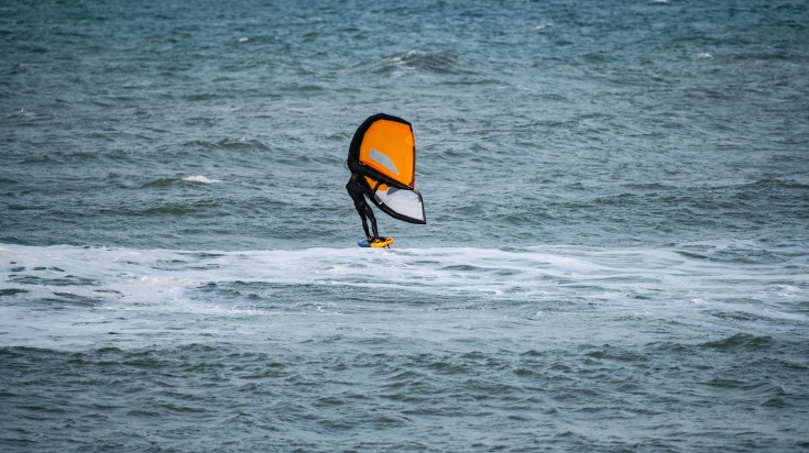 Tourist wing surfing in Hanstholm, Denmark. Tourist wing surfing in Hanstholm, Denmark.