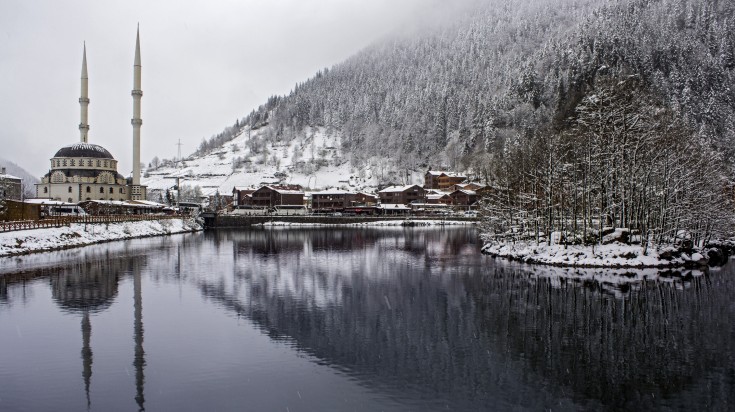 A snowy view of Uzungol at the Black Sea.