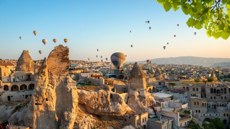 Book Istanbul to Cappadocia tours and see hot air balloons in the sky.