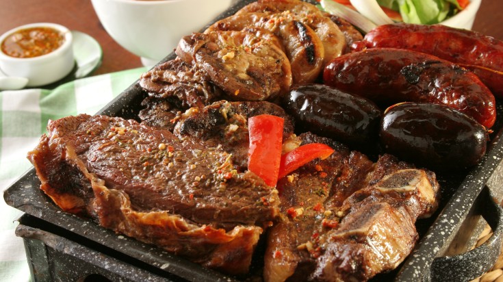 "Parrillada" Argentine barbecue made on live coal (no flame), beef "asado"