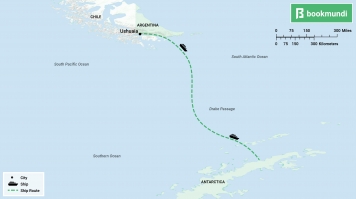 Ushuaia to Antarctica map