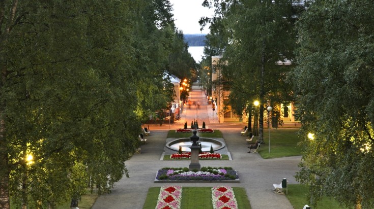 Vainolanniemi Park on a summer evening in Kupio. Vainolanniemi Park on a summer evening in Kupio.
