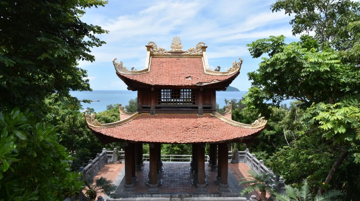 Van Son, a Buddhist pagoda in Can Dao island, during the day.