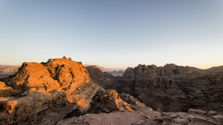 Sunset over Wadi Mujib in Jordan during June.