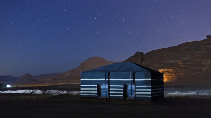 Tent in the desert of Wadi Rum in Jordan.