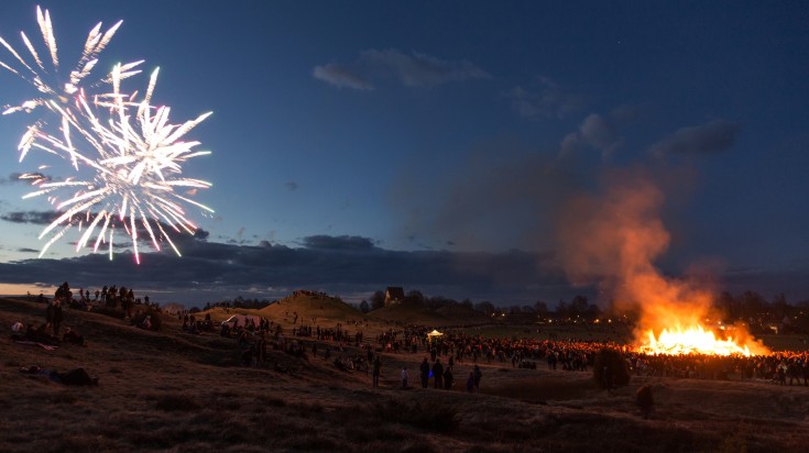 Fireworks and bonfire at Walpurgis Night.