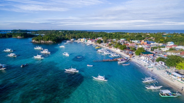 Sunny day at the beach in one of Cebu Island in the Philippines in December