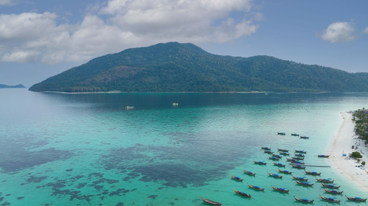 Tropical island in the Philippines in July.