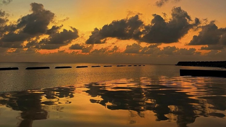 Sunset in the Maldives in July