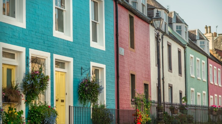 Visit the colorful houses in South Queensferry, Scotland.