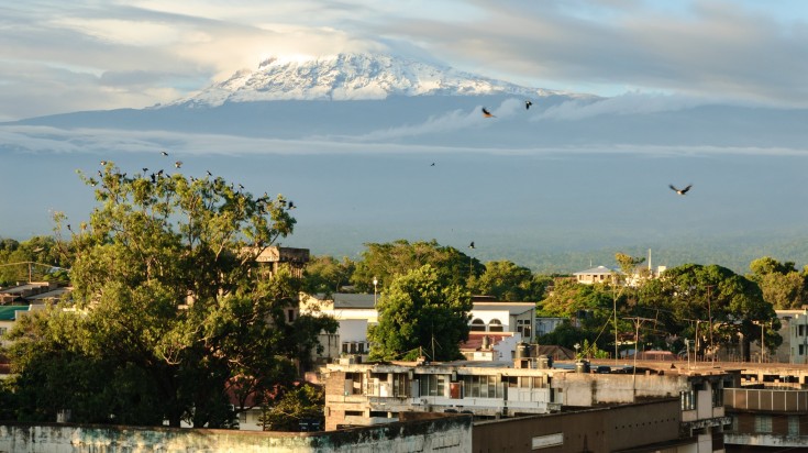 Kilimanjaro from Moshi in Tanzania in April.