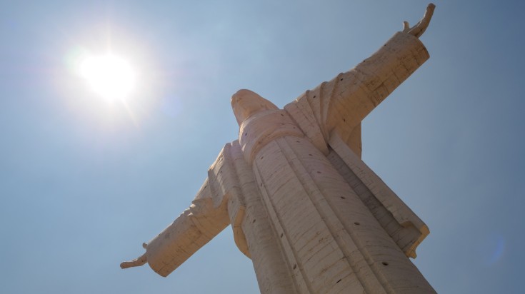 Cristo de la Concordia on the San Pedro hill in the city of Cochabamba in B