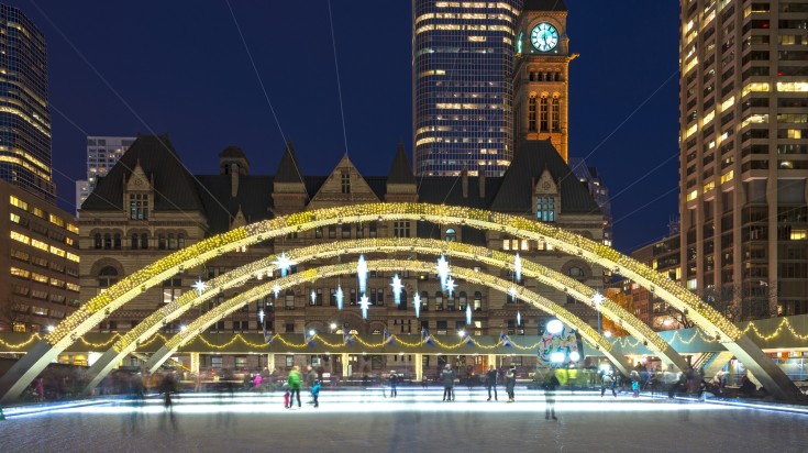 Beautifully decorations displayed at City Hall in Toronto in Canada.