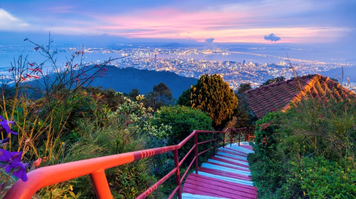 Beautiful view of Mount Kinabalu as seen from Cristall Hill in Malaysia in November.