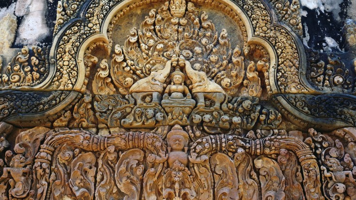 An old carving in Koh Ker in Cambodia.