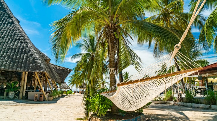 A hammock in a resort in Zanzibar.