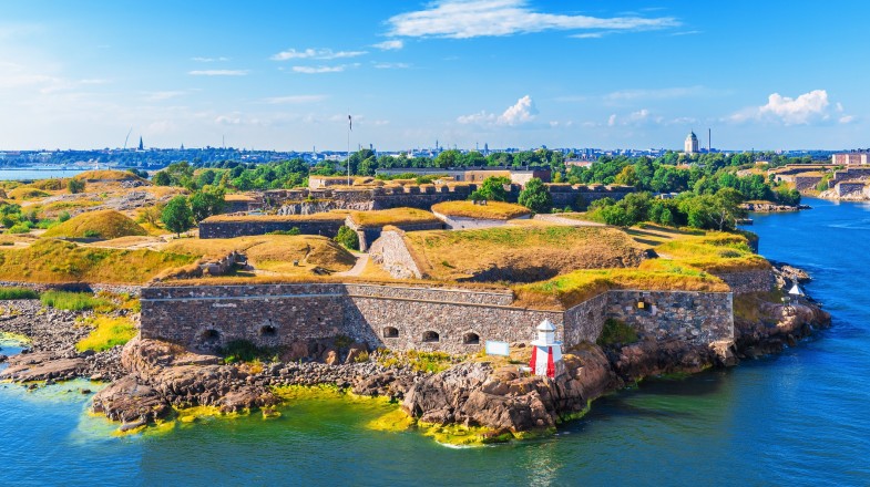 An aerial view of Suomenlinna Fortress in Helsinki