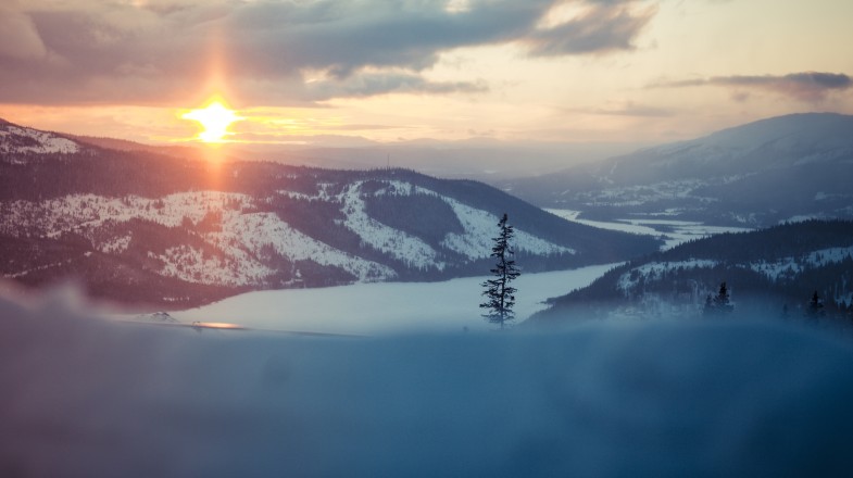 Sunset in Åre as seen in Sweden in March.