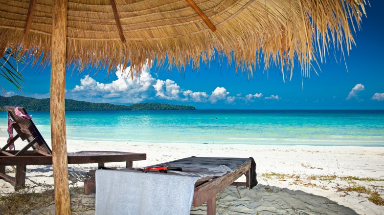 Beautiful turquoise beach on Sihanoukville in Cambodia in May.