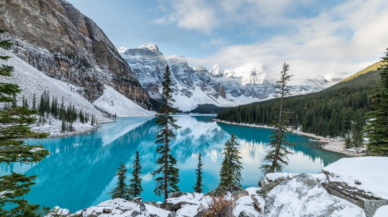 Lake Louise in Banff National Park in Canada in February.