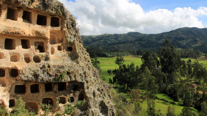 Ancient Inca burial site at Chachapoyas in Northern Peru