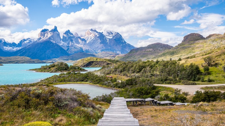 Follow the trails in Torres del Paine national park on Chile guided tours.