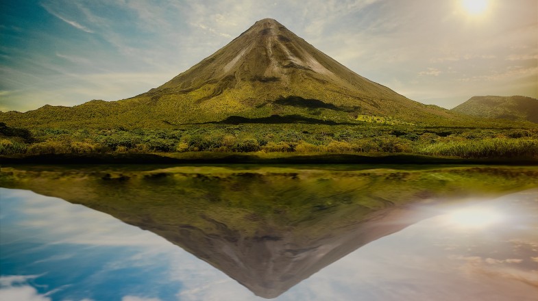 Arenal Volcano during dawn; one of the best places to visit when spending 8 days in Costa Rica.