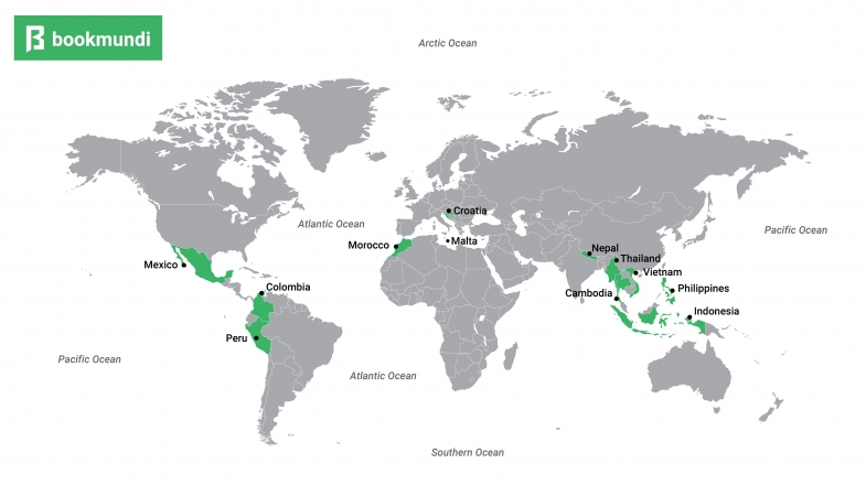 A map showing the 12 best countries to visit on a budget