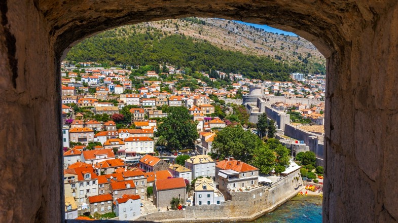 The view of Dubrovnik from Fort Lovrijenac in Croatia in March