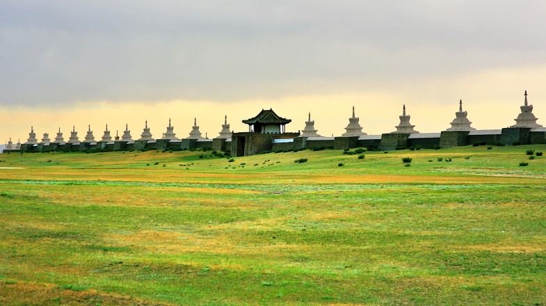 The Karakorum city walls built after the death of Ghengis Khan's death