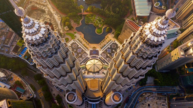 The view of Petronas Twin Towers from the top