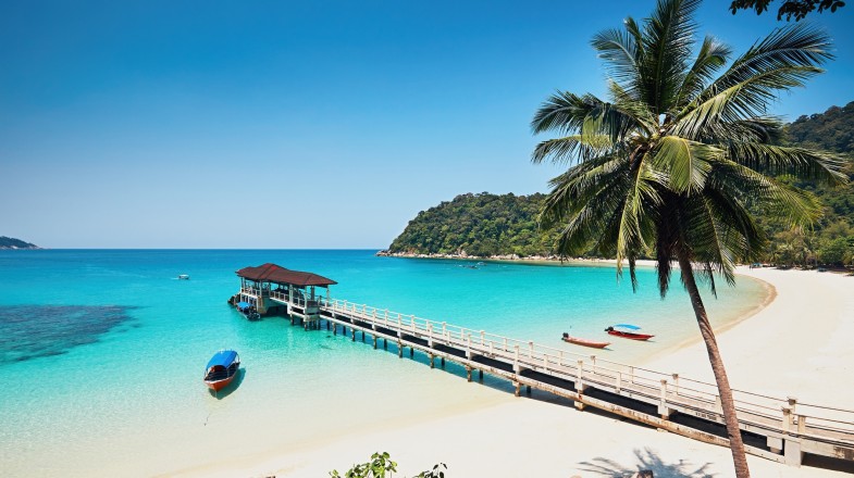 Perhentian Islands in Malaysia in January on a clear sunny day.