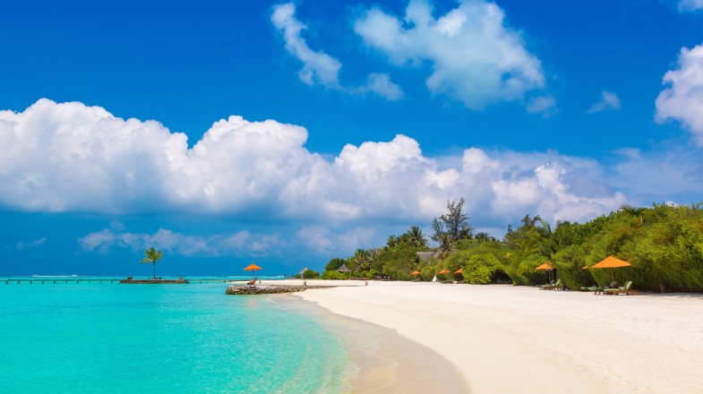 A quiet beach in the Philippines in August.