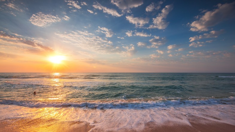 Sunset seen from a beach in the Philippines in December.