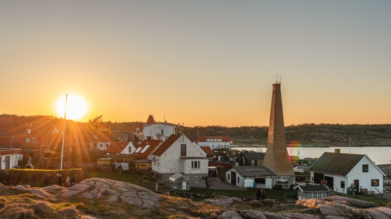 Sunset, as seen in the small town of Sandvid, Denmark, in June.