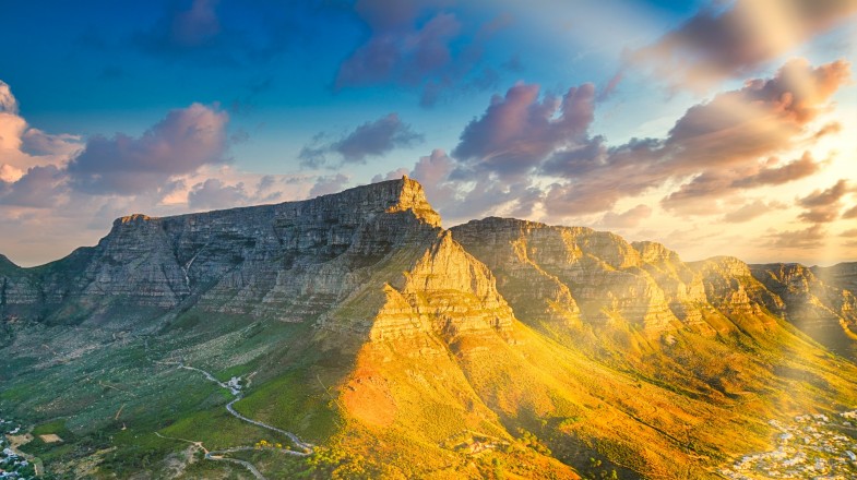Visiting Table Mountain during the golden hour when spending two weeks in South Africa.