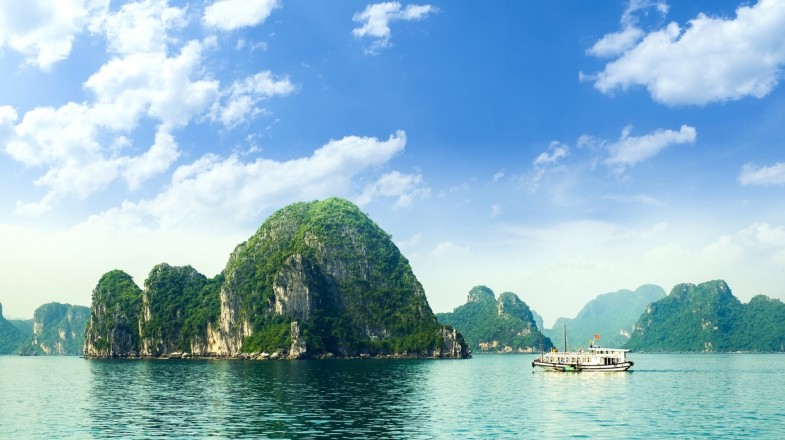 A view of Halong Bay from TiTop island in Vietnam in November.