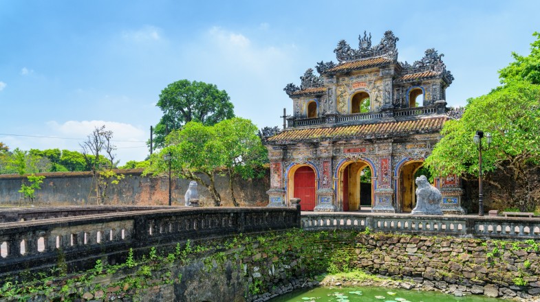 A wonderful view of the Hien Nhon Gate on a sunny day in Vietnam in October.